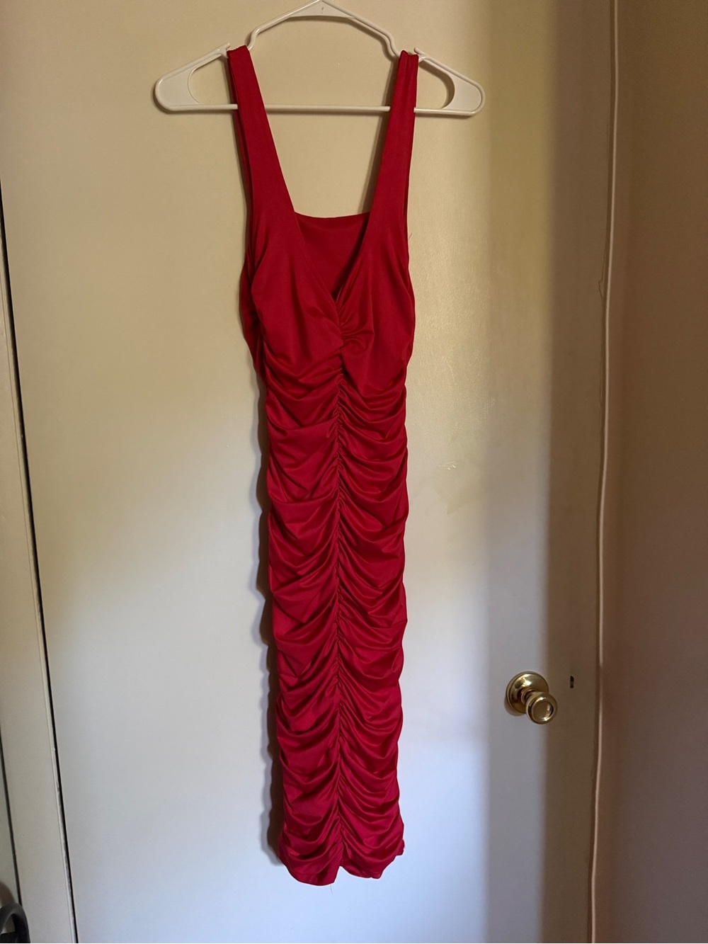 Red Ruched Tank Maxi Dress - Picture 2 of 3